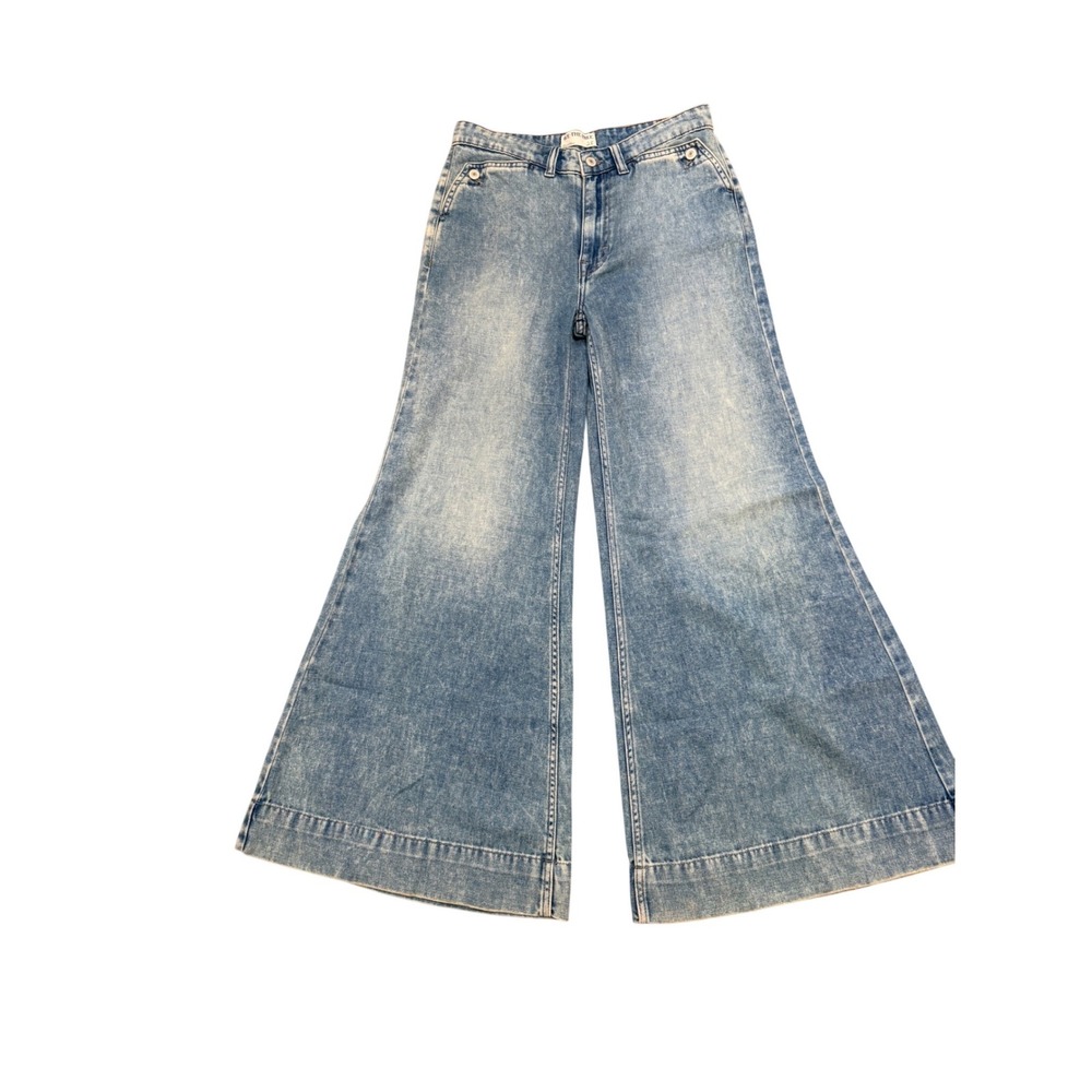 We The Free Free People Wide Leg Jeans Light Wash High Rise Denim Size 28 Flare